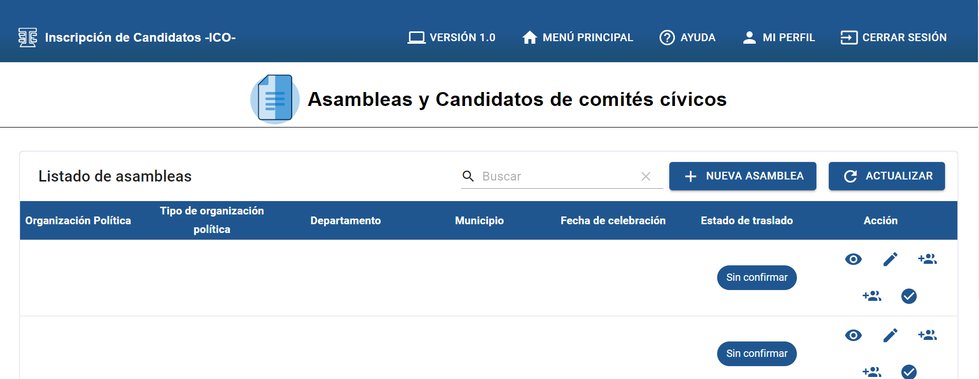 Asamblea Y Candidatos | Ayuda Del Portal Web Interno TSE